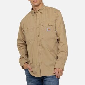 Carhartt Force Ridgefield 3XL Relaxed Fit Shirt Tan Vented Hiking Fishing Work